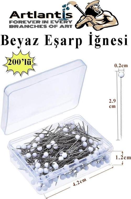Eşarp İğnesi Beyaz 200 lü 1 Paket Türban İğnesi Başörtüsü Toplu İğne Şal Düğün Nikah Nişan Kına Sünnet Takı İğnesi