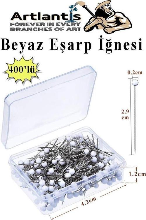 Eşarp İğnesi Beyaz 400 lü 1 Paket Türban İğnesi Başörtüsü Toplu İğne Şal Düğün Nikah Nişan Kına Sünnet Takı İğnesi
