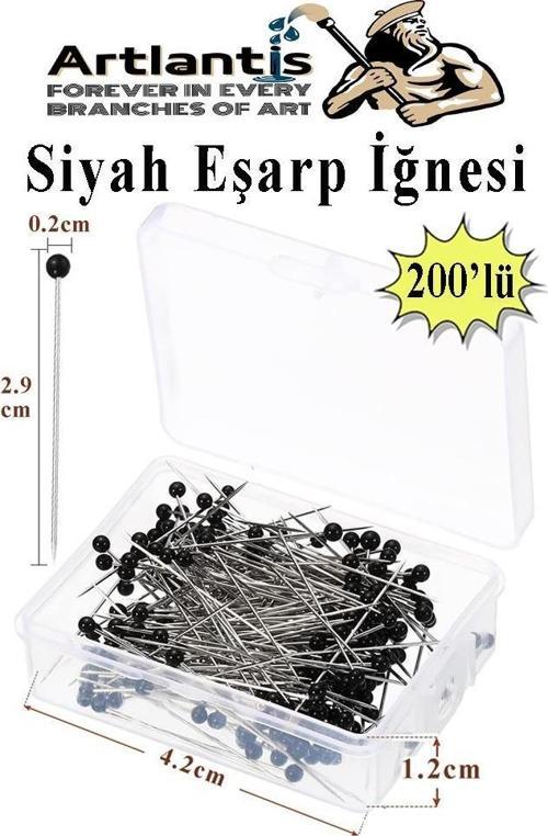 Eşarp İğnesi Siyah 200 lü 1 Paket Türban İğnesi Başörtüsü Toplu İğne Şal Düğün Nikah Nişan Kına Sünnet Takı İğnesi
