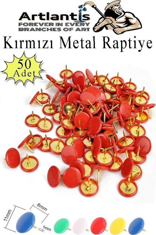 Kırmızı Raptiye 50 Adet 1 Paket Renkli Pvc Kaplı Başlıklı Raptiye Plastik Yuvarlak Düğmeli Raptiye Pano Okul Ofis Büro