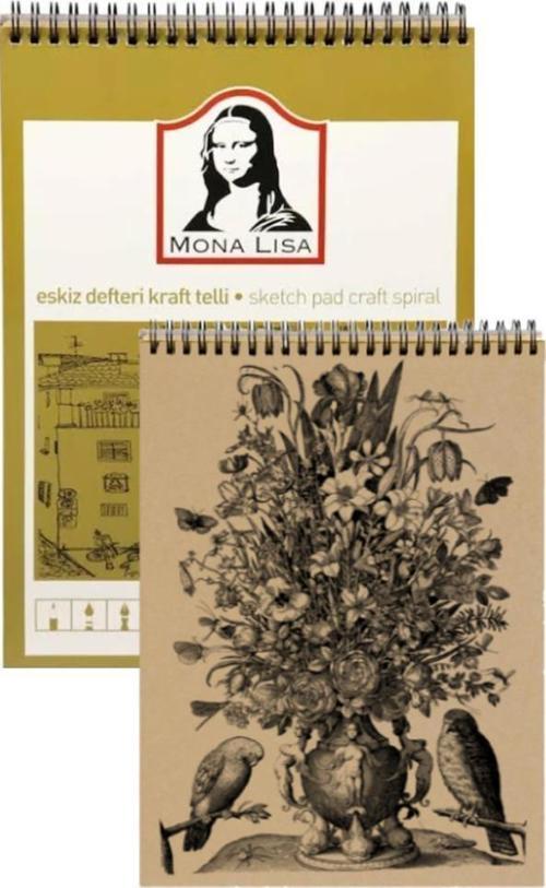 Spralli Eskiz Defteri Kraft A4 1 Adet Telli Kraft Eskiz Defteri 120 gr 50 Yaprak Karakalem Defteri Südor Monalisa