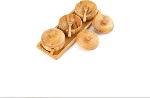 Bambu Baharatlık Kaşıklı Baharatlık 3 Lü Kapaklı