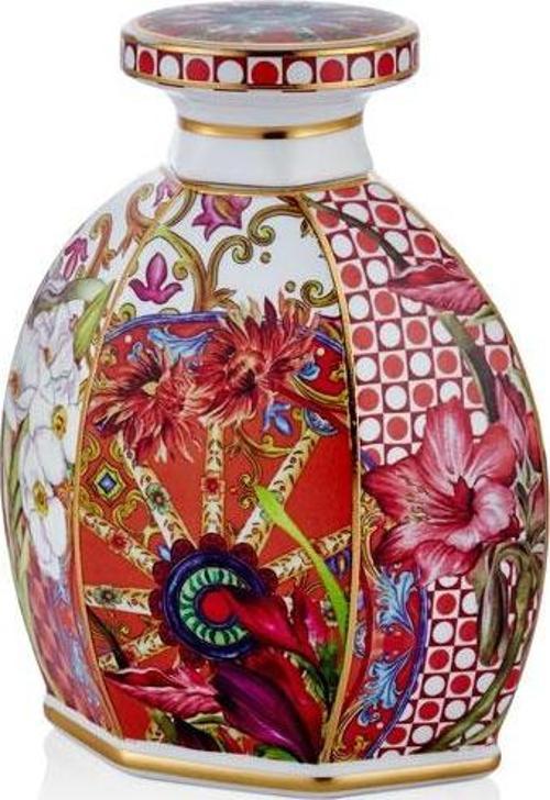 Lilyum Desen Porselen Parfüm Şişesi 1lt Large 19cm