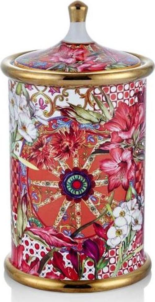 Lilyum Desen Porselen Baharatlık Kavanoz Large 27cm