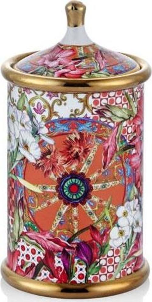 Lilyum Desen Porselen Baharatlık Kavanoz Medium 20cm
