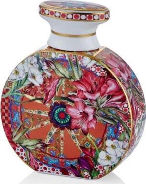 Lilyum Desen Porselen Parfüm Şişesi 375ml Large 12cm