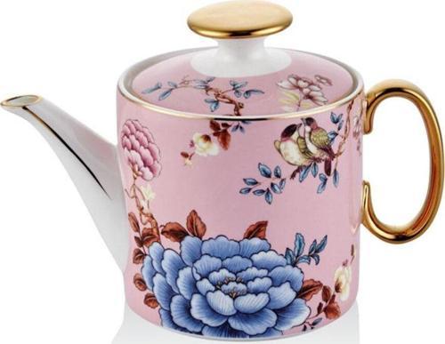 Floral Pink Porselen Demlik Teapot Çaydanlık