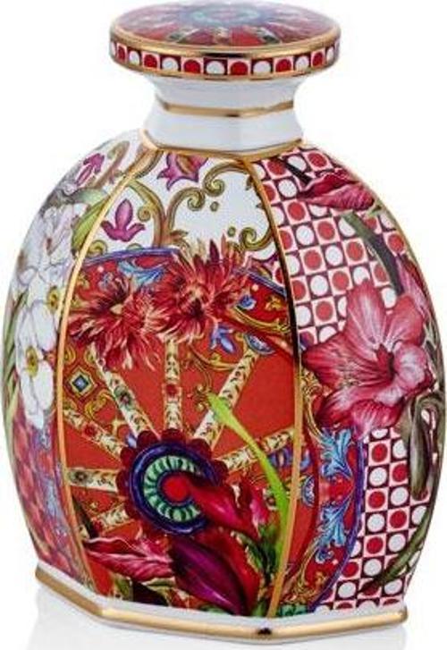 Lilyum Desen Porselen Parfüm Şişesi 550ml Medium 16cm