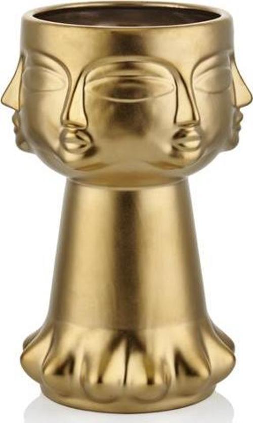 Vipola 30,7cm Buddha Suratı Vazo Gold