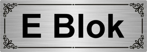 E Blok 7X20Cm Gümüş Renk Metal Yönlendirme Levhası