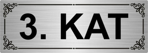 3.Kat 7X20Cm Gümüş Renk Metal Yönlendirme Levhası