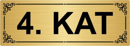 4.Kat 7X20Cm Altın Renk Metal Yönlendirme Levhası