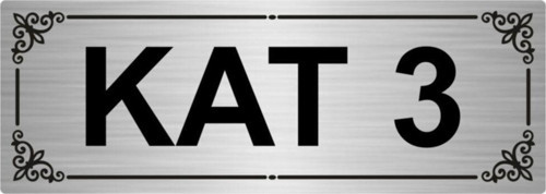 Kat 3 7X20Cm Gümüş Renk Metal Yönlendirme Levhası