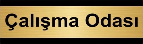Çalışma Odası 10X20Cm Altın Renk Metal Yönlendirme Levhası