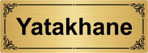 Yatakhane 7X20Cm Altın Renk Metal Yönlendirme Levhası
