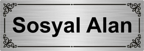 Sosyal Alan 7X20Cm Gümüş Renk Metal Yönlendirme Levhası