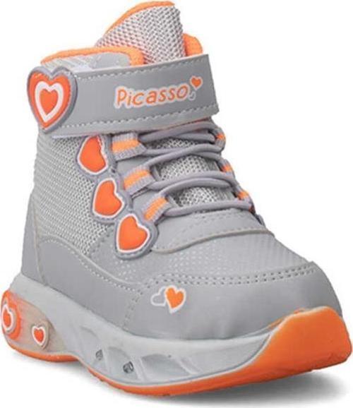 094 Deri Bebe Sneaker Bot Gri Turuncu