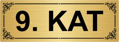 9.Kat 7X20Cm Altın Renk Metal Yönlendirme Levhası