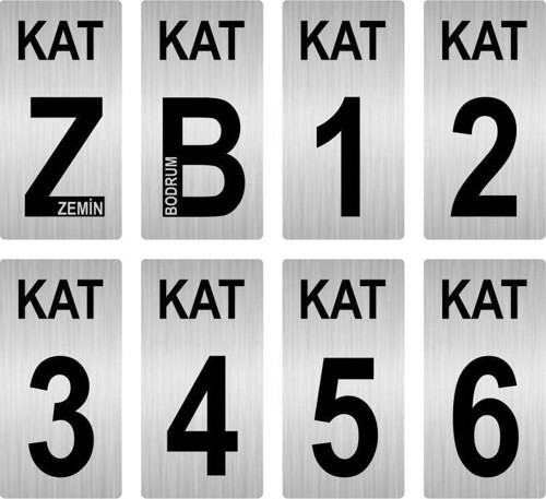 Apartman Bina Kat Numarası Levhası 5X10 Cm Gümüş Renk