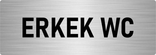 Metal Yönlendirme Levhası, Departman Kapı Isimliği Erkek Wc 7X20 Cm Gümüş Renk