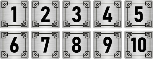 Metal Kapı Masa Dolap Numara Levhası 3,5X3,5Cm Gümüş Renk 10 Adet (1…10)
