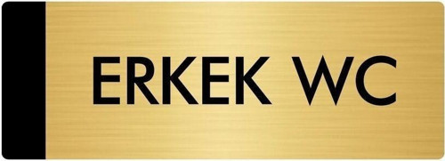 Metal Yönlendirme Levhası, Departman Kapı Isimliği Erkek Wc 5X20 Cm Altın Renk