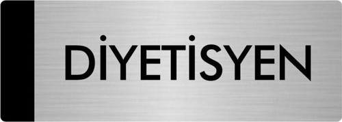Metal Yönlendirme Levhası, Departman Kapı Isimliği Diyetisyen 7X20 Cm Gümüş Renk