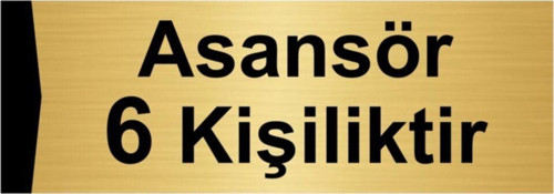 Asansör 6 Kişiliktir 7X20Cm Altın Renk Metal Yönlendirme Levhası