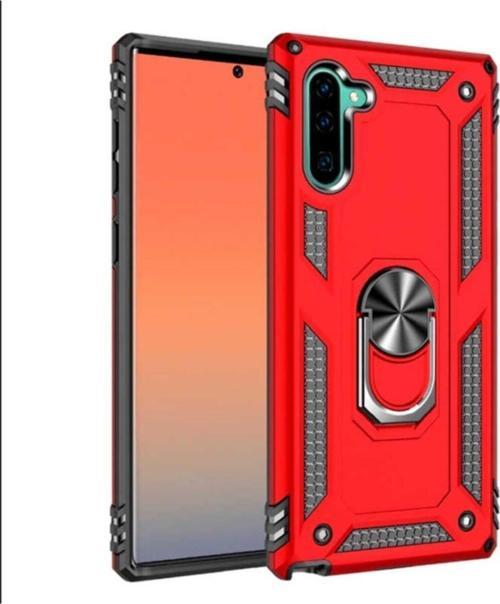 Samsung Galaxy Note 10 Kapak Military Yüzüklü Stantlı Panzer Tank Kılıf - Kırmızı