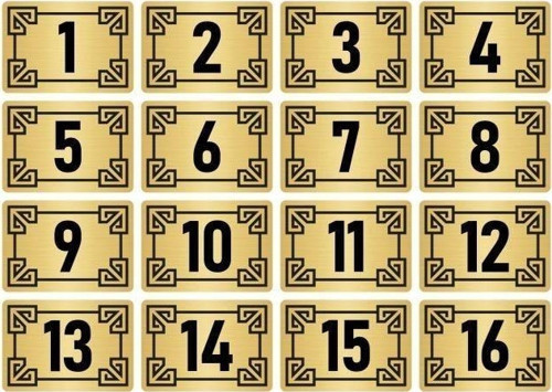 Metal Kapı Masa Dolap Numara Levhası 10X15Cm Altın Renk 16 Adet (1…16)