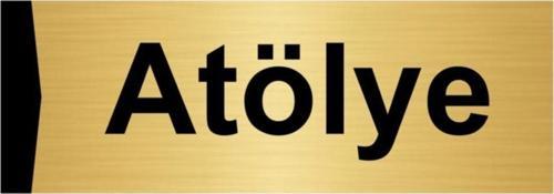 Atölye 7X20Cm Altın Renk Metal Yönlendirme Levhası
