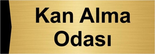 Kan Alma Odası 10X20Cm Altın Renk Metal Yönlendirme Levhası