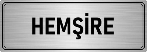 Metal Yönlendirme Levhası, Departman Kapı Isimliği Hemşire 5X20 Cm Gümüş Renk