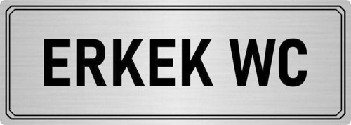 Metal Yönlendirme Levhası, Departman Kapı Isimliği Erkek Wc 5X20 Cm Gümüş Renk