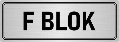 Metal Yönlendirme Levhası, Departman Kapı Isimliği F Blok 10X20 Cm Gümüş Renk