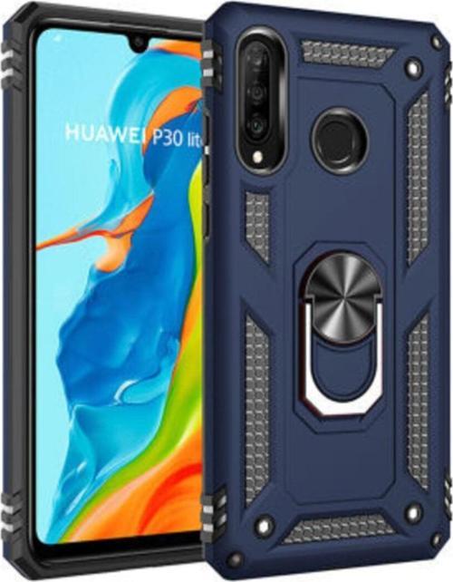 Huawei P30 Lite Kapak Military Yüzüklü Stantlı Panzer Tank Kılıf - Lacivert