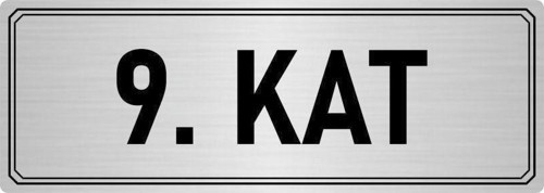 Metal Yönlendirme Levhası, Departman Kapı Isimliği 9. Kat 7X20 Cm Gümüş Renk