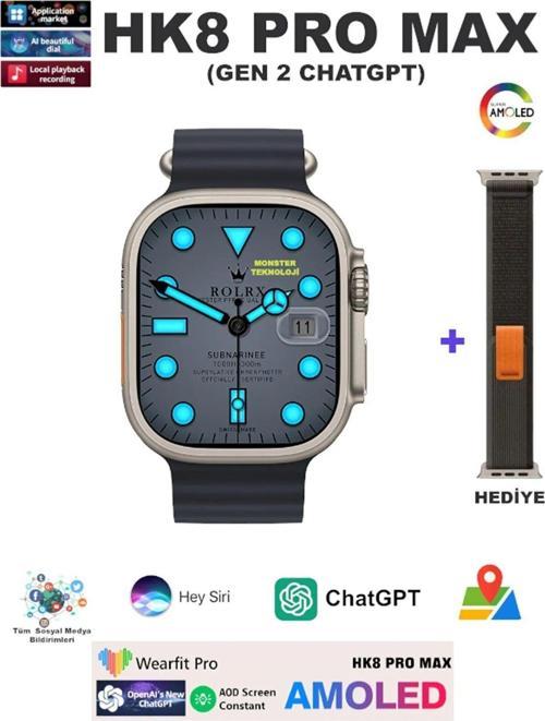 Watch 8 Ultra Hk8 Pro Max 2.05 Hd Amoled Ekran Chatgpt'Li Yapay Zeka Sistemli Versyon 2