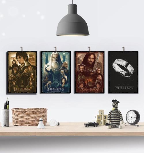 The Lord of the Rings Film Serisi 4 Parçalı Ahşap Tablo Seti : 21x30cm