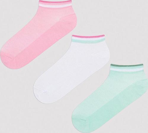 Soft Color Çizgili Mint 3Lü Patik Çorap