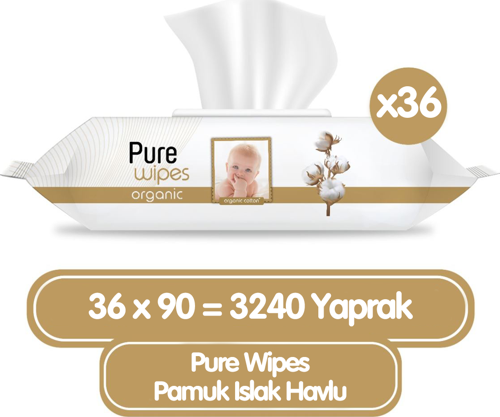 Organik Islak Havlu Mendil 90x36 3240 Yaprak
