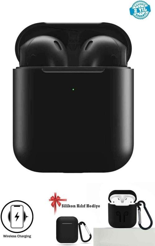 Siyah 2. Nesil Ios Android Uyumlu Wireless Charge Bluetooth Kulaklık Kılıf Hediyeli