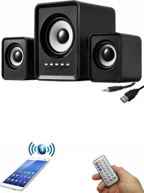2+1 Ses Sistemi Kumandalı Bluetooth Hoparlör Tv/Pc/Telefon Uyumlu Usb Speaker Fm Radio Kart Okuyucu