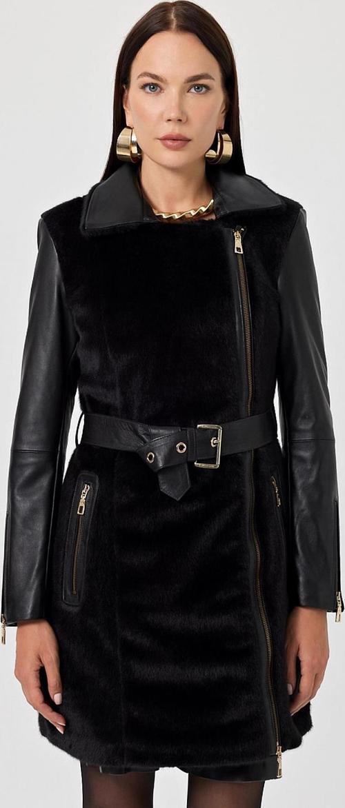 Tayla Siyah Deri Mont