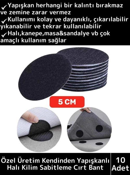 Özel Kendinden Yapışkanlı Yıkanabilir Tekrar Kullanılabilir Halı Kilim Kaydırmaz Cırt Bant 10 Adet