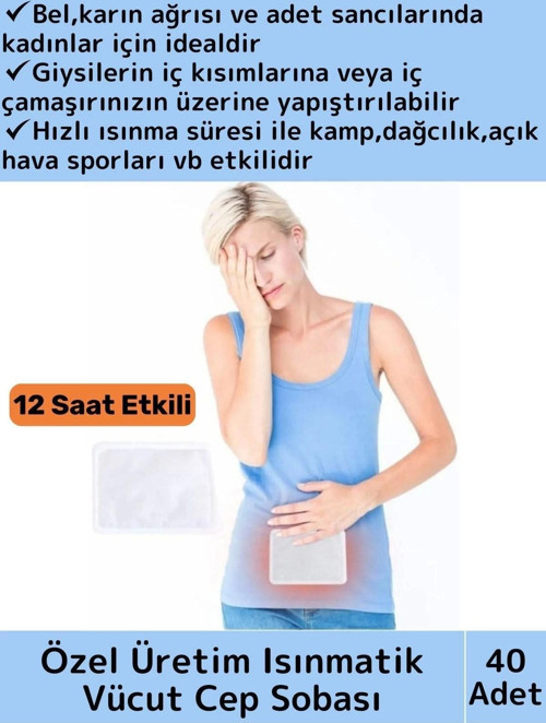 Özel Üretim Hızlı 12 Saat Uzun Süre Etkili Vücut Isısı Isınmatik Cep Sobası Isı Bandı 40 Adet