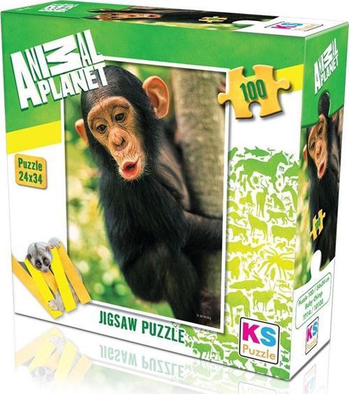 Yavru Şempanze Hayvanlar Alemi 100 Parça Puzzle