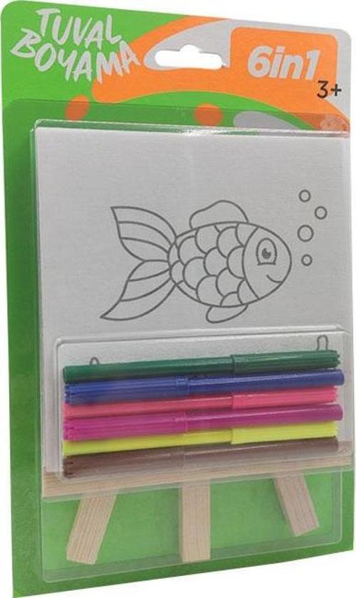 Mini Tuval Boyama Seti 1 Şövale+6 Tuval+6 Keçeli Kalem-Red Castle ST-01