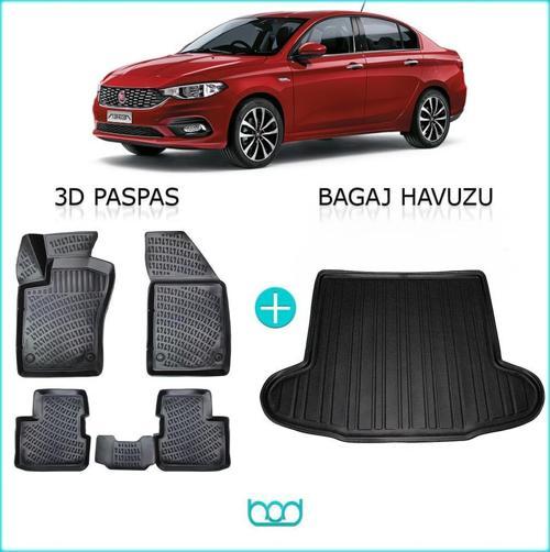 Fiat Egea Sedan 3D Havuzlu Paspas ve Bagaj Havuzu Seti