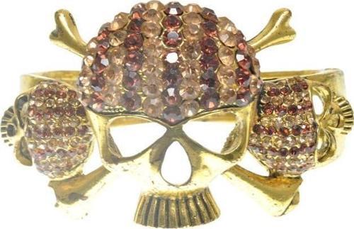 Hdmarketim Otantik Swarovski Taşlı Kurukafa Kelepçe Metal Bileklik 5489